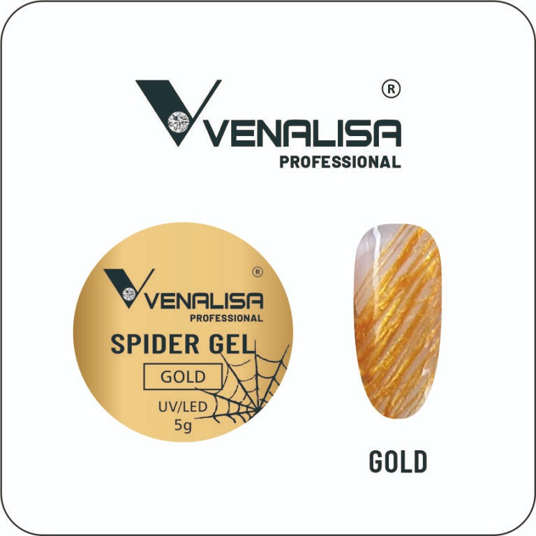 Venalisa Spider Gel Gold 5g – UV/LED Nail Art Gel for Metallic Line & Web Designs