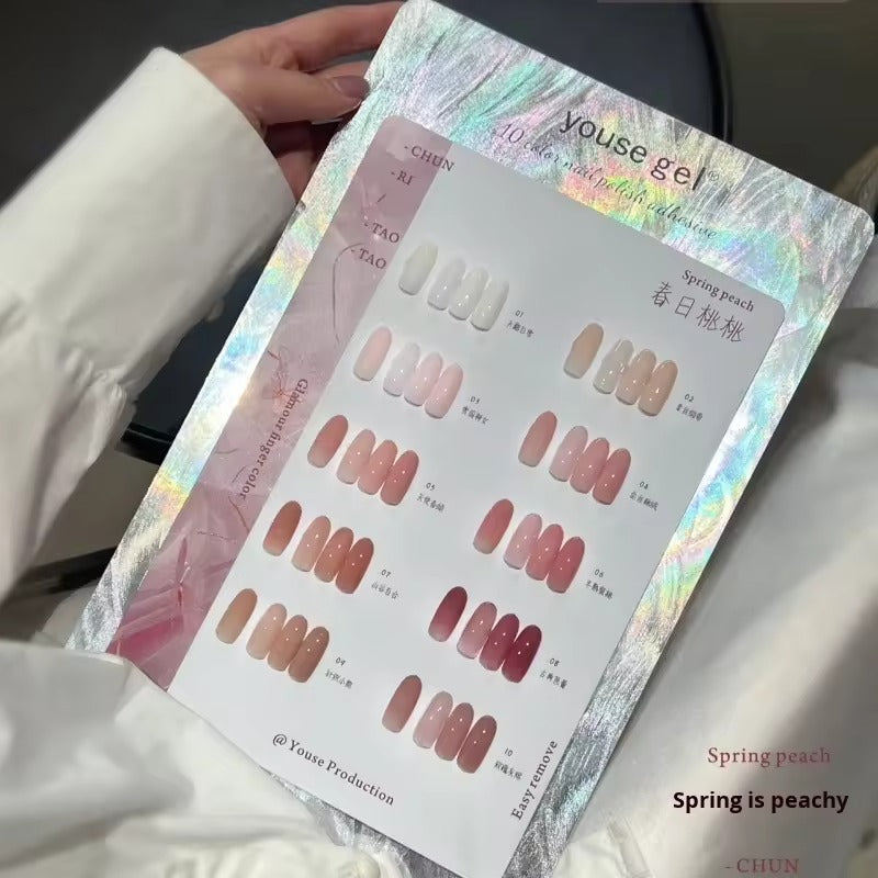 Youse Gel Spring Day Peach Gel Nail Polish Set – 10 Luxury Korean Peach Shades (15ml)