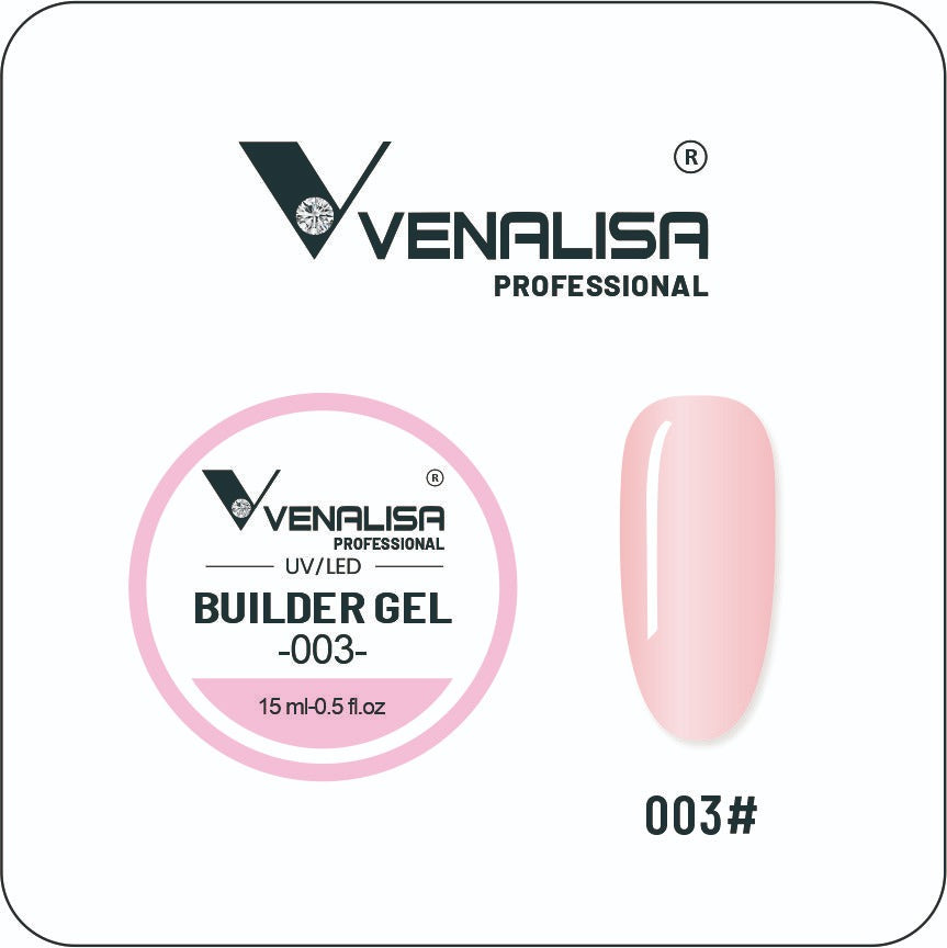 Venalisa Builder Gel Pink 15ml – Soft Pink Nail Extension Gel UV/LED Soak-Off for Natural Look