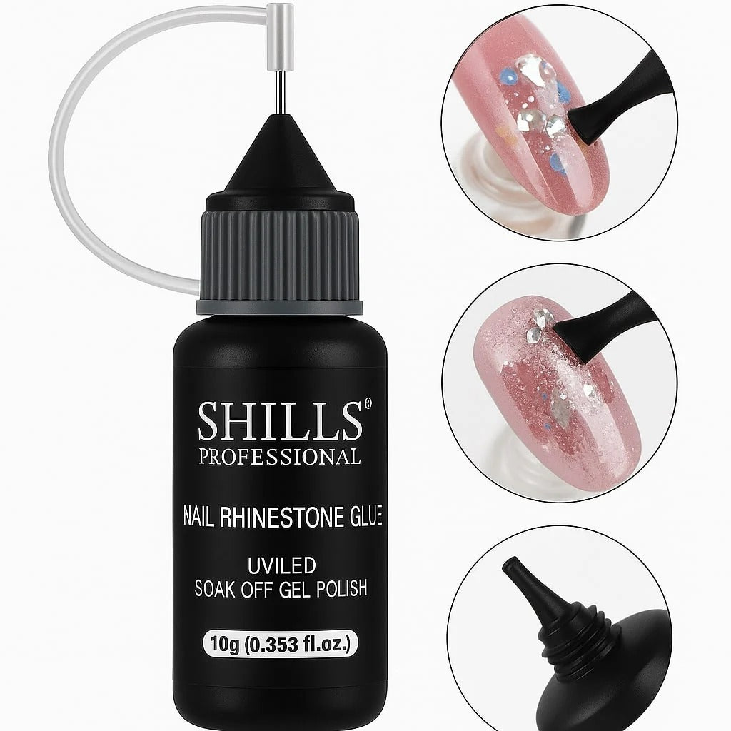 SHILLS Professional Nail Rhinestone Glue 10g – UV LED Soak Off Gel for Crystals, Charms & Nail Art