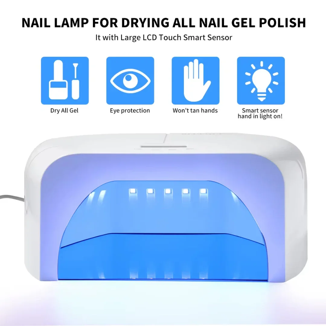 PureCure Professional UV LED Nail Lamp – 72 LEDs | 268W / 298W High Power Gel Dryer with Smart Sensor & LCD Display
