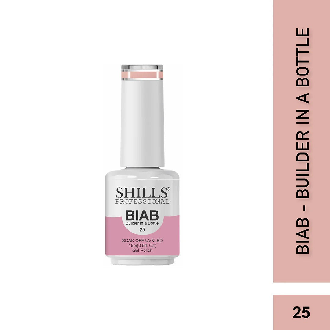 SHILLS Professional BIAB Gel Polish - Builder in a Bottle for Nail Extensions & Overlays (15ml) Shade 25