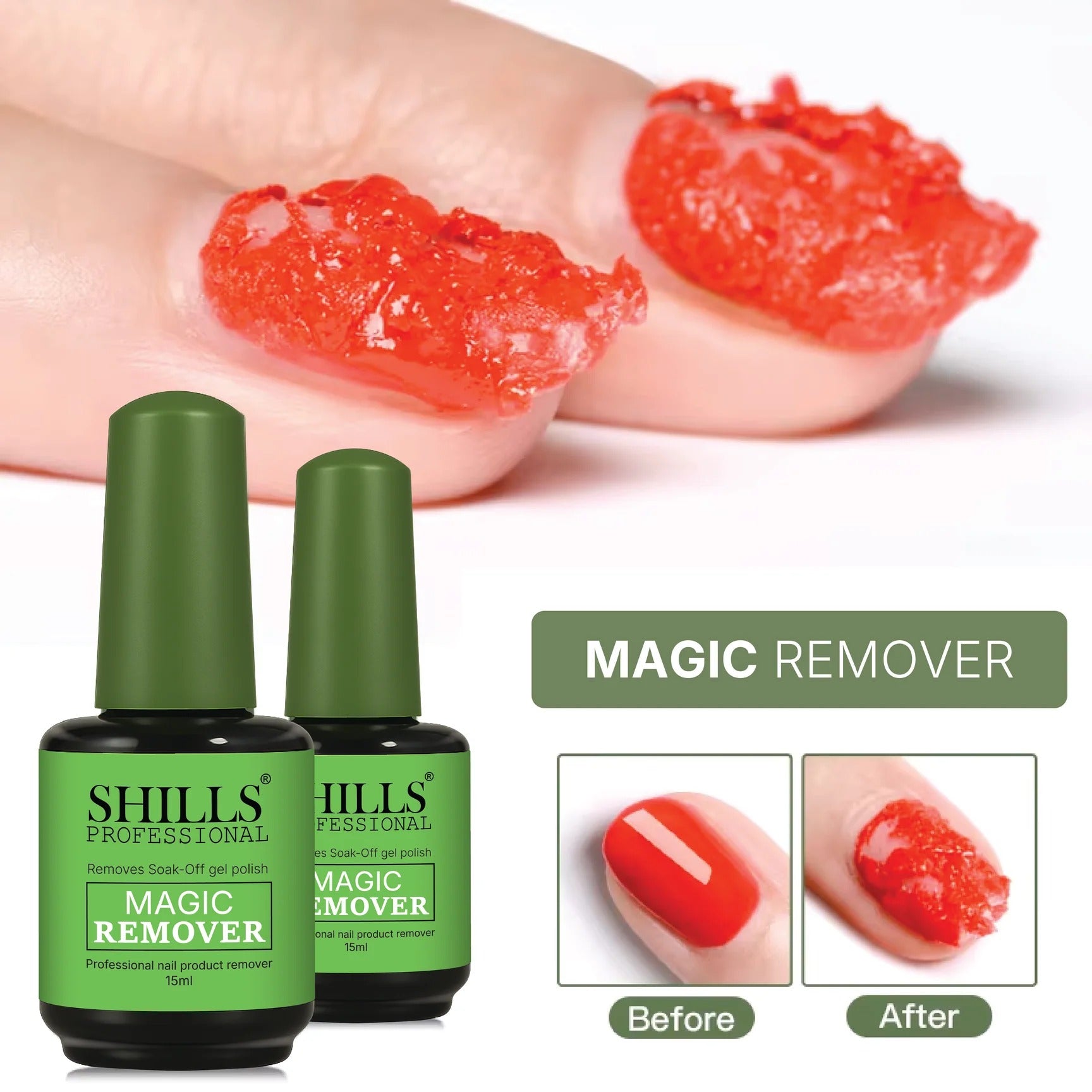 Shills Professional Magic Remover 15ml – Fast Gel Nail Polish Remover | Easy Soak-Off, Non-Toxic, Low Odor
