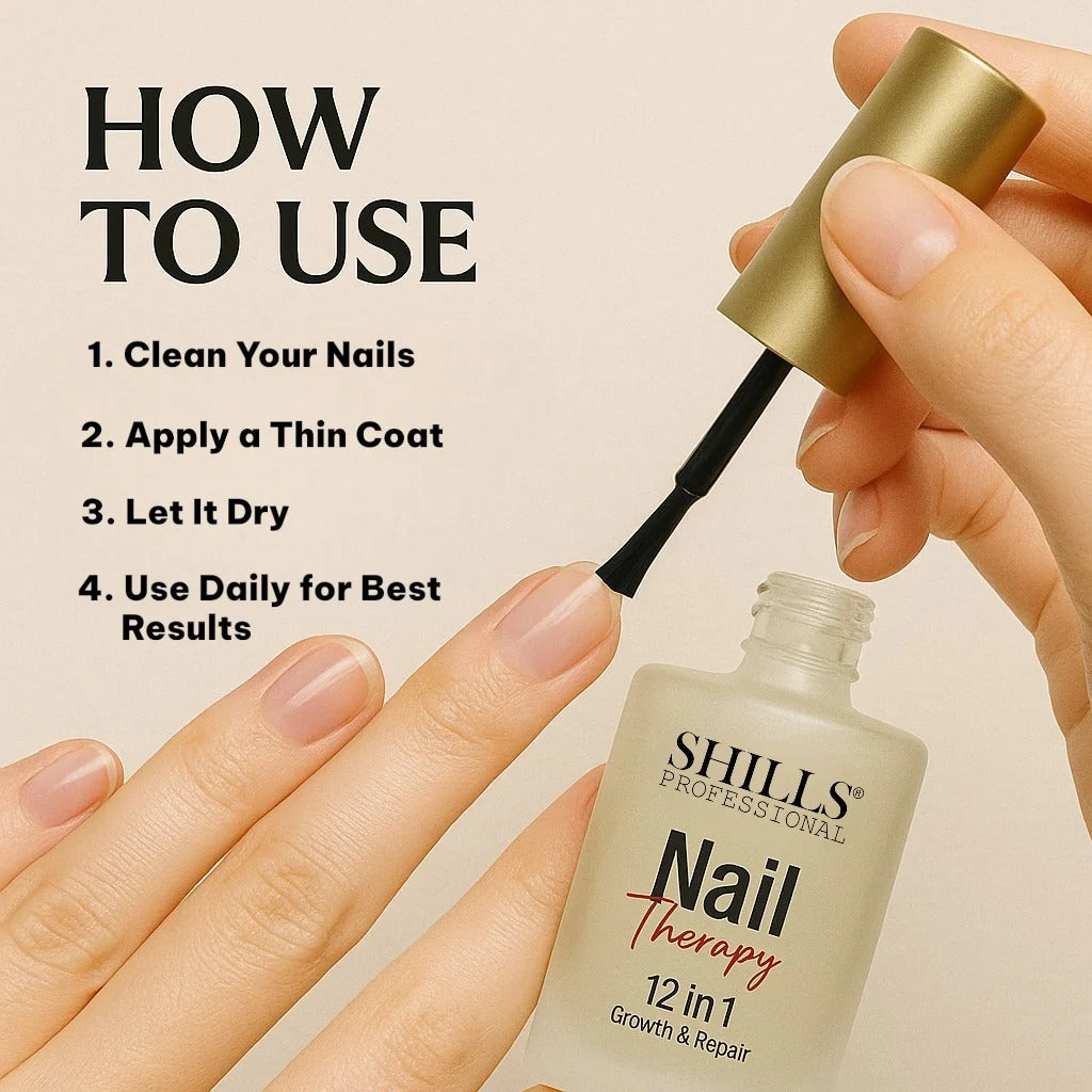 SHILLS Professional Nail Therapy 12-in-1 | Nail Growth & Repair Strengthener | Moisture Restore & Shine Booster – 15ml
