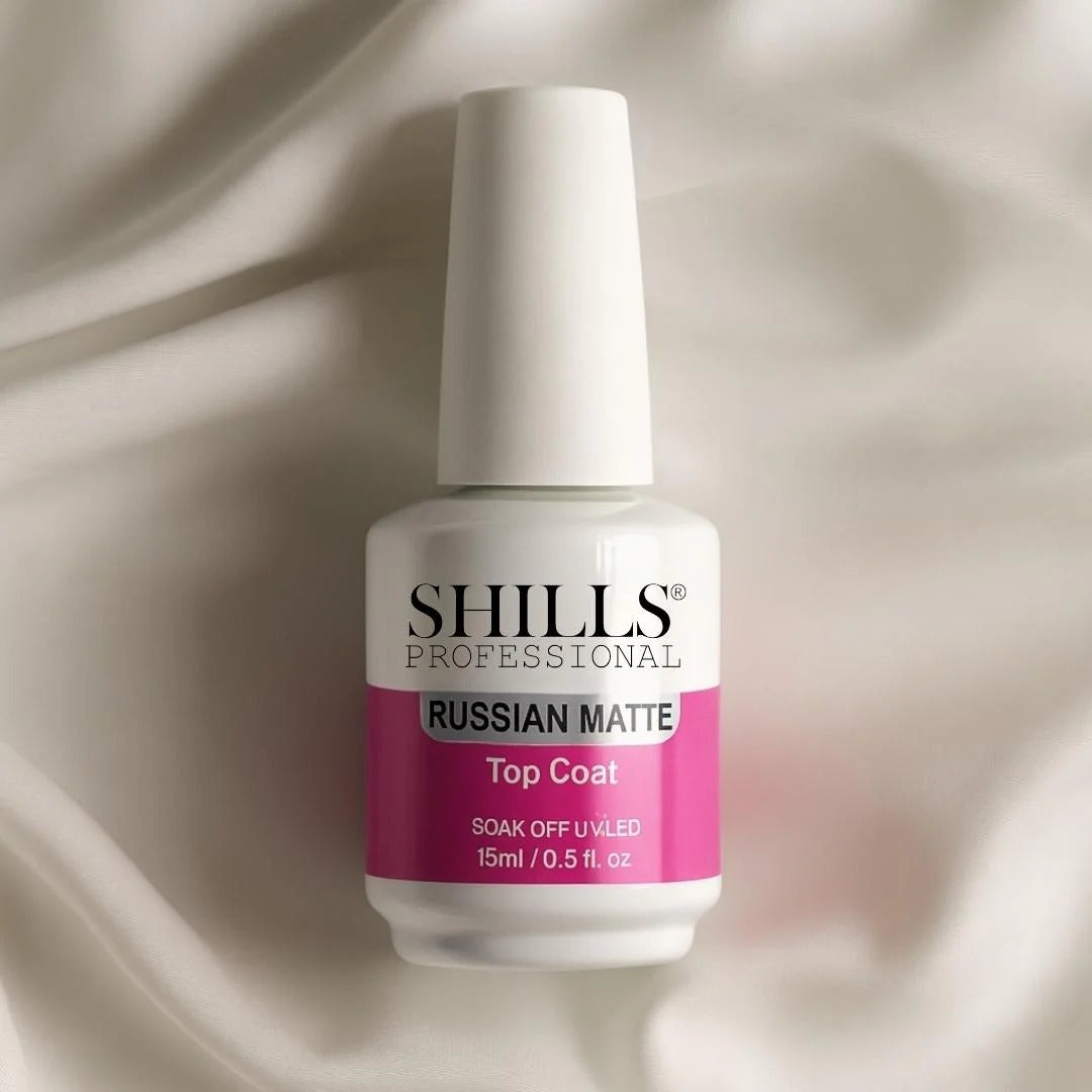 SHILLS Professional Russian Matte Top Coat – Long-Lasting, Anti-Chip, Velvety Matte Finish (15ml)