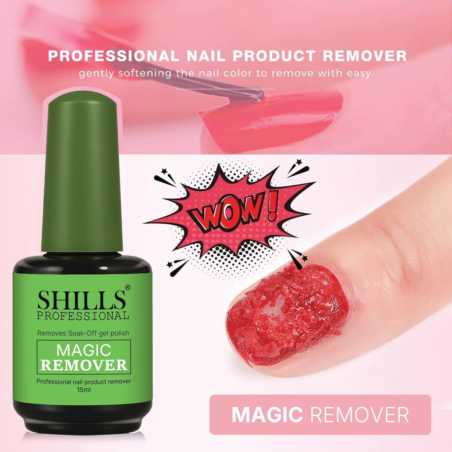 Shills Professional Magic Remover 15ml – Fast Gel Nail Polish Remover | Easy Soak-Off, Non-Toxic, Low Odor