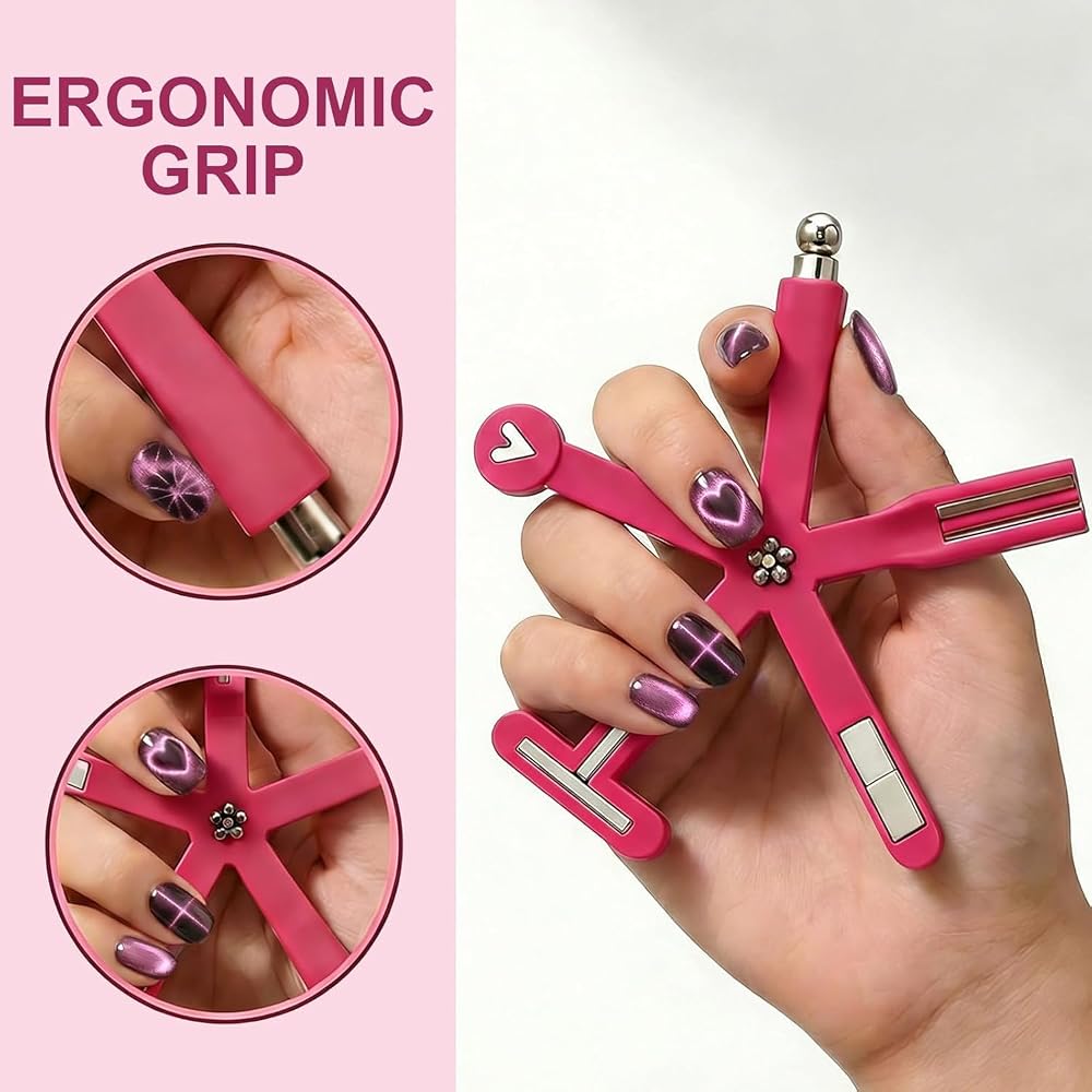8-in-1 Cat Eye Nail Magnet Tool – Multifunctional Magnetic Nail Art Tool for Cat Eye Gel Polish Designs