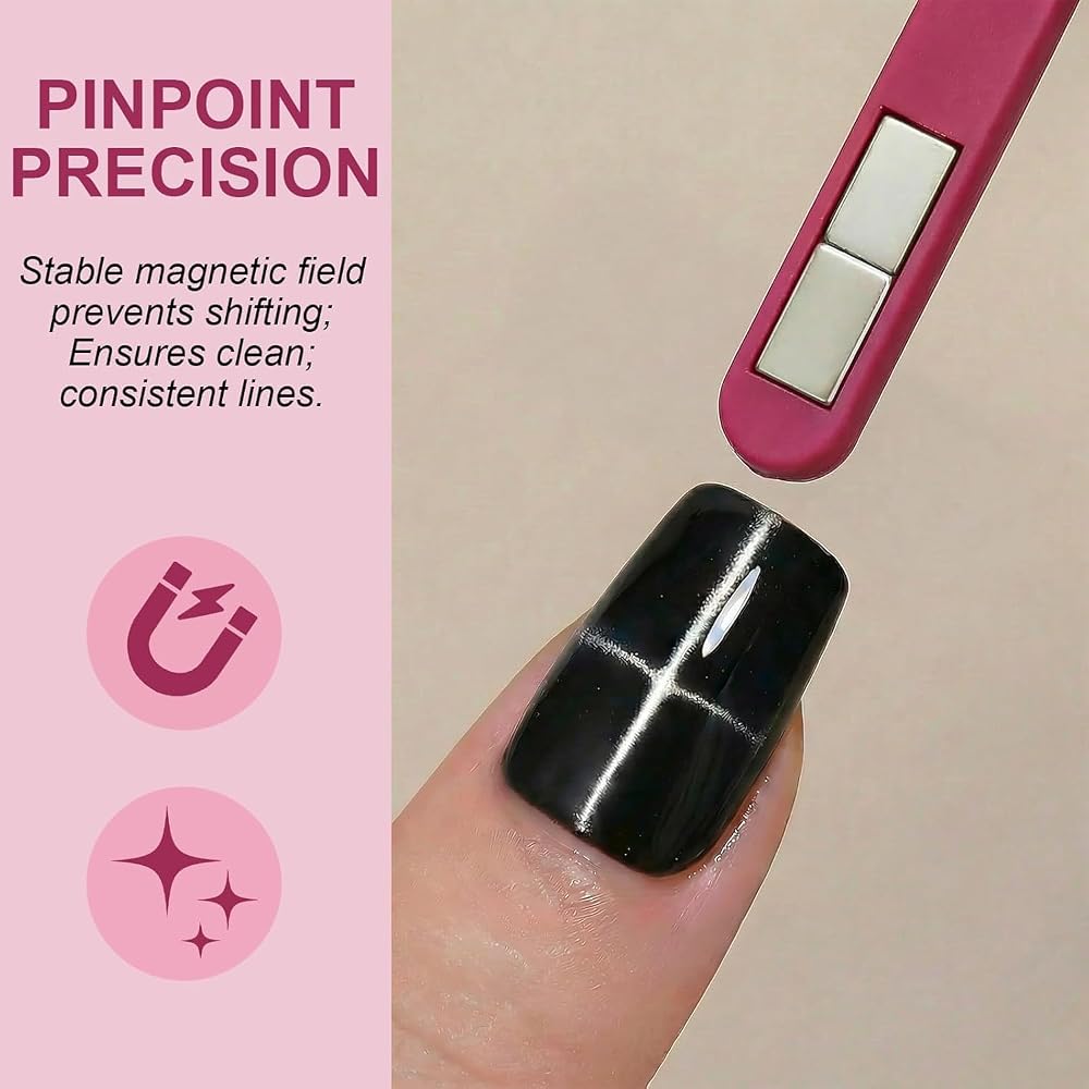 8-in-1 Cat Eye Nail Magnet Tool – Multifunctional Magnetic Nail Art Tool for Cat Eye Gel Polish Designs