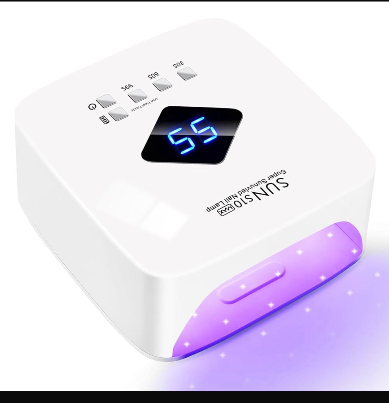 SUN510 Max UV/LED Nail Lamp – 30 Beads, Smart Sensor, Cordless Rechargeable Nail Dryer for Gel, Builder Gel & Polygel (30s/60s/99s Timer)