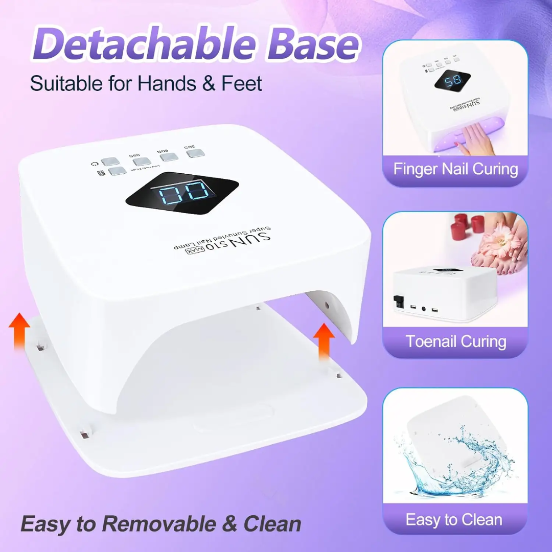 SUN510 Max UV/LED Nail Lamp – 30 Beads, Smart Sensor, Cordless Rechargeable Nail Dryer for Gel, Builder Gel & Polygel (30s/60s/99s Timer)