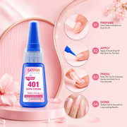 Sevyn Colors Professional 401 Nail Glue 20g – Super Strong Long-Lasting Adhesive for Nail Tips & Nail Art