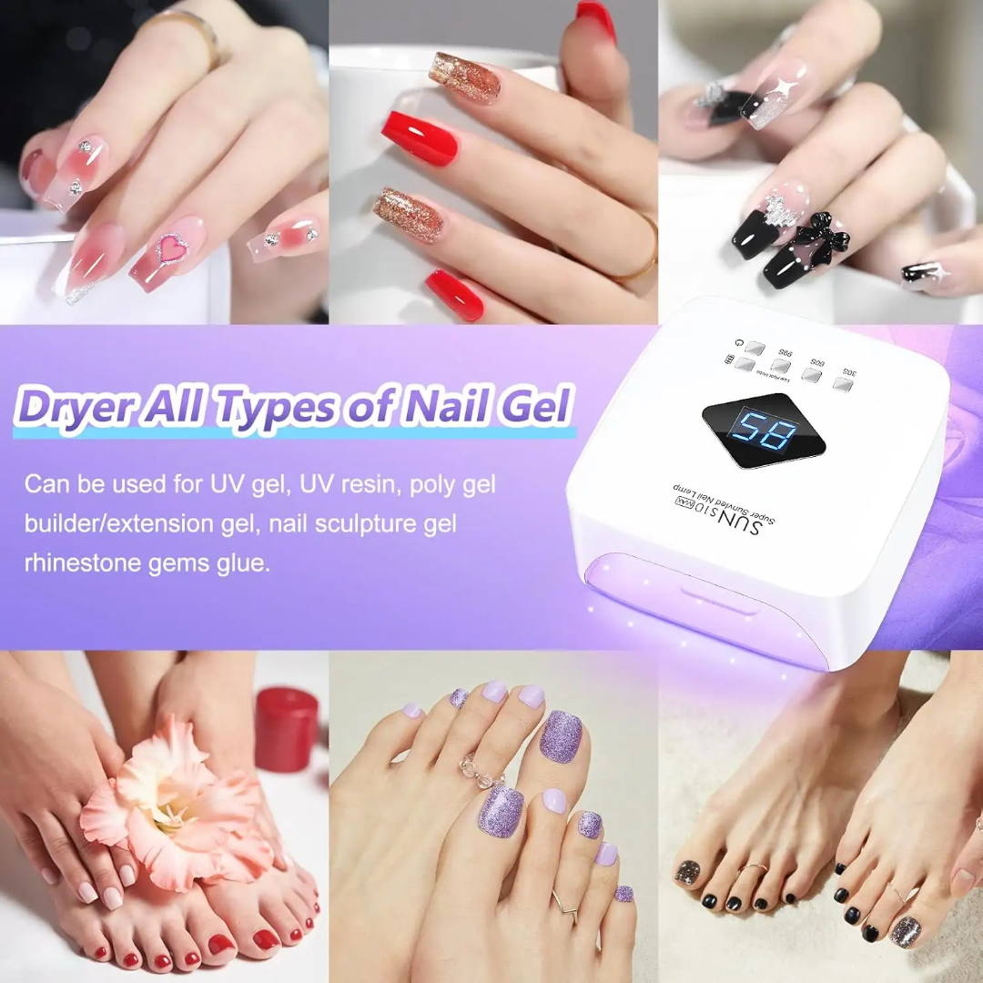 SUN510 Max UV/LED Nail Lamp – 30 Beads, Smart Sensor, Cordless Rechargeable Nail Dryer for Gel, Builder Gel & Polygel (30s/60s/99s Timer)