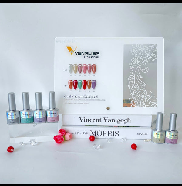 12 Colors Cat Eye Gel Polish Set – 7.5ml Magnetic Cat Eye Nail Gel | Venalisa Professional Cat Eye Collection