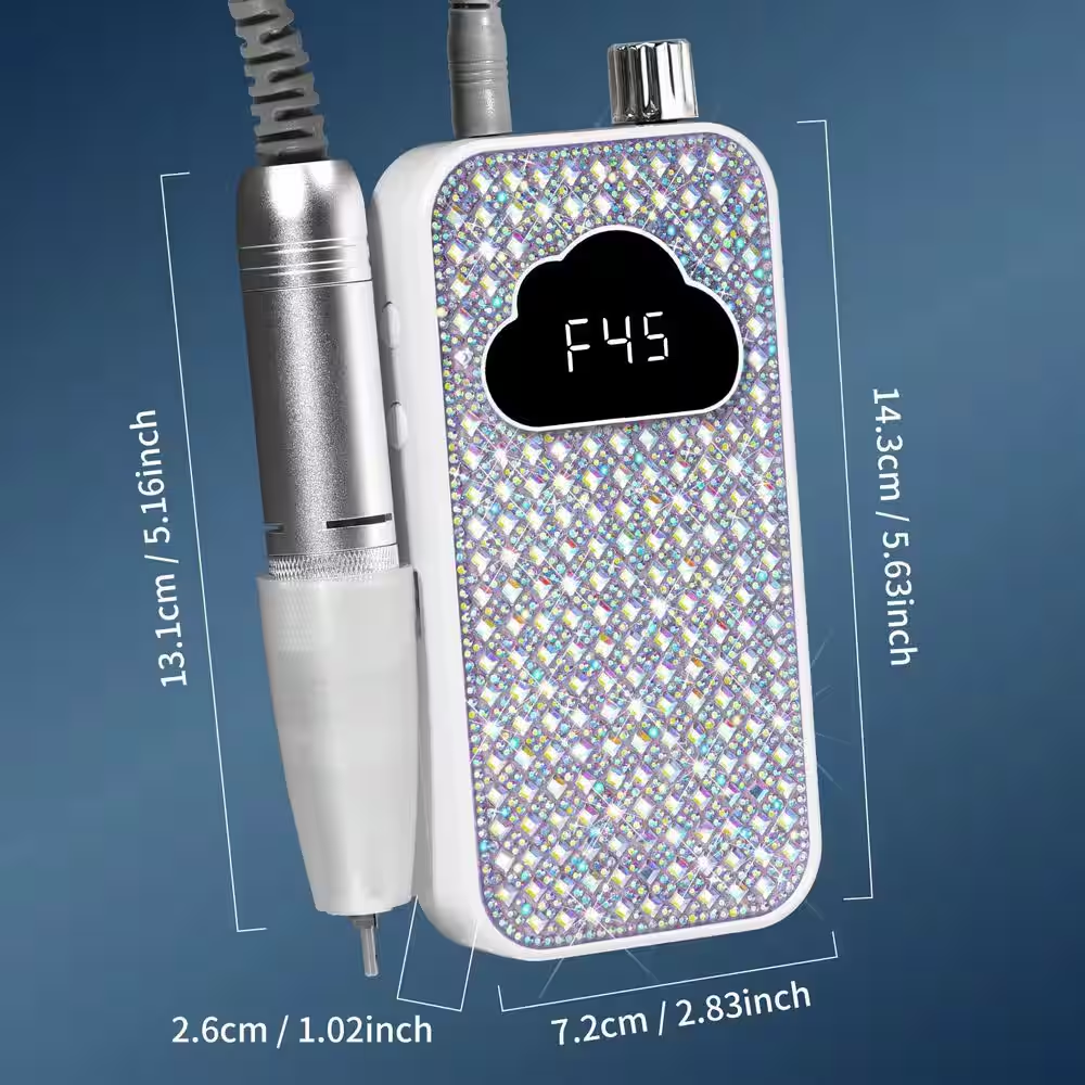 Sevyn Colors Professional 45000 RPM Electric Nail Drill Machine with LED Display | Rechargeable Nail E-File for Acrylic, Gel & Manicure